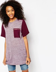 Туника-футболка с маслянистым принтом и карманом ASOS - Фиолетовый