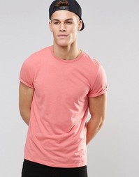 Меланжевая футболка с отворотами на рукавах ASOS