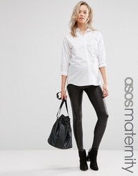 ASOS Maternity Leather Look Croc Leggings - Черный