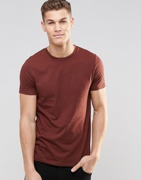 Красно-коричневая футболка с круглым вырезом ASOS - Chestnut