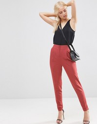 Брюки с завышенной талией и отворотами ASOS Tailored - Темно-ягодный