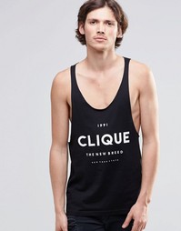 Майка-борцовка с принтом Clique ASOS - Черный