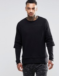 Двухслойный лонгслив из вафельного трикотажа ASOS - Черный
