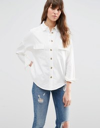 Повседневная рубашка с необработанным краем ASOS - Белый