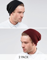 2 шапки-бини (черная и бордовая) ASOS - СКИДКА 20%