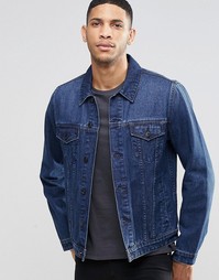 Выбеленная джинсовая куртка слим цвета индиго ASOS - Синий