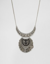 Серебристое ожерелье с подвеской из монет Missguided - Серебряный