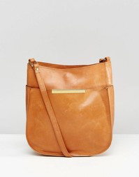 Закругленная снизу кожаная сумка через плечо в винтажном стиле ASOS