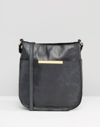 Закругленная снизу кожаная сумка через плечо в винтажном стиле ASOS