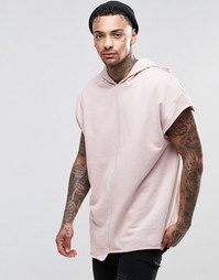 Oversize-худи с короткими рукавами и асимметричным краем ASOS