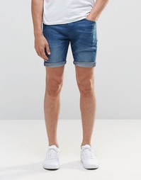 Синие джинсовые шорты слим ASOS - Ярко-синий