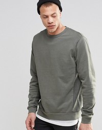 ASOS Sweatshirt With Reverse Loopback Cut &amp; Sew Side Panels - Хаки