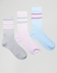 Комплект из 3 пар носков в пастельных тонах ASOS - Мульти