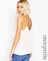 Плиссированный топ с глубоким вырезом и бретельками сзади ASOS PETITE