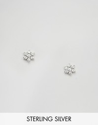 Серебряные серьги-гвоздики с отделкой в виде цветка Fashionology