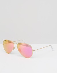 Солнцезащитные очки‑авиаторы с розовыми зеркальными стеклами Ray-Ban