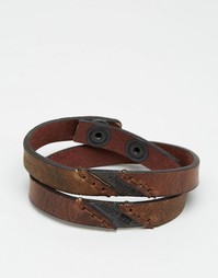 Diesel Aline Leather Wrap Bracelet - Коричневый