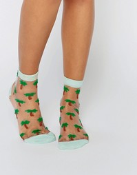 Полупрозрачные носки с пальмовым принтом ASOS - Мятный