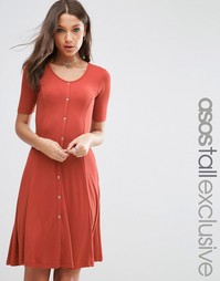 Приталенное платье в стиле 90-х ASOS TALL - Красно-бурый