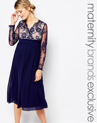 Little Mistress Maternity Lace Panelled Skater Dress - Темно-синий