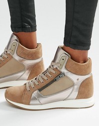 Высокие кроссовки с отделкой металлик ALDO - Серо-коричневый