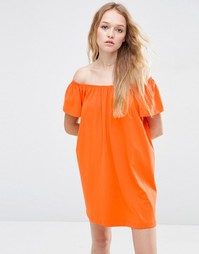 Платье мини с открытыми плечами ASOS - Мандариновый