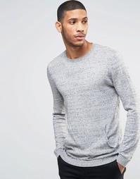 Хлопковый джемпер с карманом‑кенгуру ASOS - Light grey slub