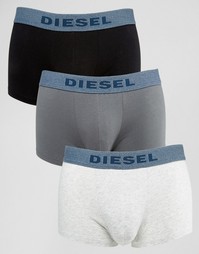 Набор из 3 хлопковых стретчевых боксеров-брифов Diesel - Черно-серый
