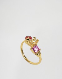 Кольцо с цветком и божьей коровкой Bill Skinner - Золотой
