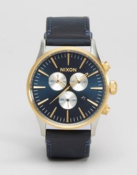 Часы с хронографом с кожаным ремешком Nixon Sentry - Черный