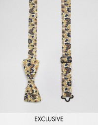 Коричневый галстук-бабочка с цветочным принтом Reclaimed Vintage