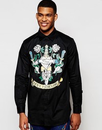 Удлиненная рубашка с принтом в виде татуировки Love Moschino - Черный