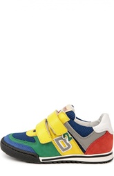 Замшевые кеды color block с текстильными вставками Dsquared2