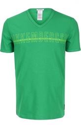 Футболка из эластичного хлопка с надписью Dirk Bikkembergs