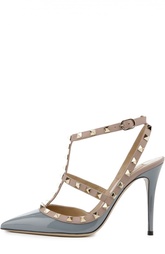 Лаковые открытые туфли с металлическими шипами Valentino