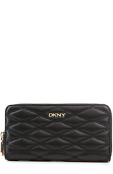 Кожаное портмоне на молнии с прострочкой DKNY