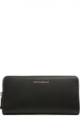 Кожаное портмоне на молнии с логотипом бренда Coccinelle