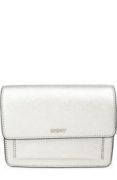Сумка из металлизированнной кожи с клапаном DKNY