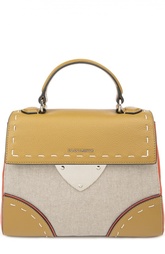 Кожаная сумка color block с текстильной вставкой Coccinelle