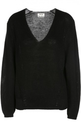 Льняной пуловер крупной вязки с V-образным вырезом Acne Studios
