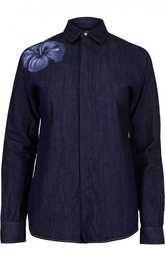 Джинсовая блуза с вышивкой и контрастной отстрочкой Dsquared2