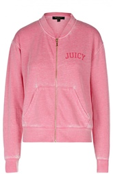 Куртка на молнии с карманами и контрастной надписью Juicy Couture