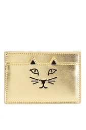 Визитница из металлизированной кожи Feline Card Holder Charlotte Olympia