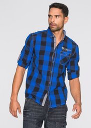 Рубашка Slim Fit с длинным рукавом (лазурный в клетку) Bonprix