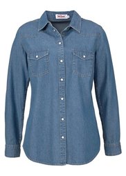 Джинсовая рубашка (темно-синий «потертый») Bonprix