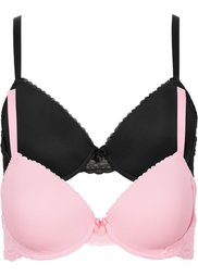 Бюстгальтер (2 шт.), чашка E (черный + розовый) Bonprix