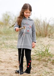 Трикотажное платье с капюшоном, Размеры 80-134 (серый меланж с рисунком) Bonprix