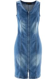 Джинсовое платье на молнии (голубой выбеленный) Bonprix