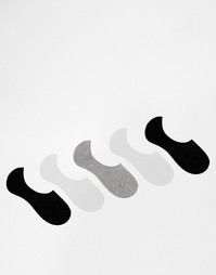Набор из 5 пар носков-невидимок ASOS, СКИДКА 47% - Monochrome