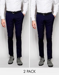 2 темно-синих строгих брюк скинни ASOS - СКИДКА 17% - Темно-синий
